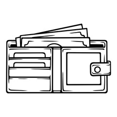 vector line art drawing illustration of a wallet