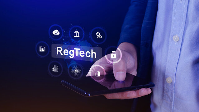 Regtech, Regulatory technology concept, management of regulatory processes with financial industry through technology, Regulatory monitoring, reporting and compliance, Machine learning tech.