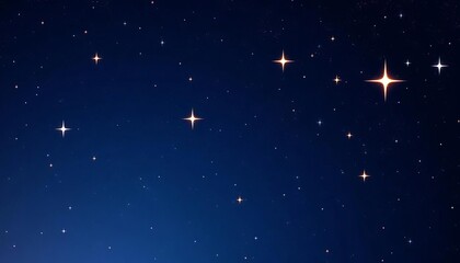 Vector illustration of a dark blue night sky filled with shining stars of varying sizes and brightness,  sky,  heavenly