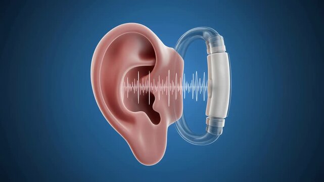 3D Animation of Human Ear with Sound Waves and Hearing Device