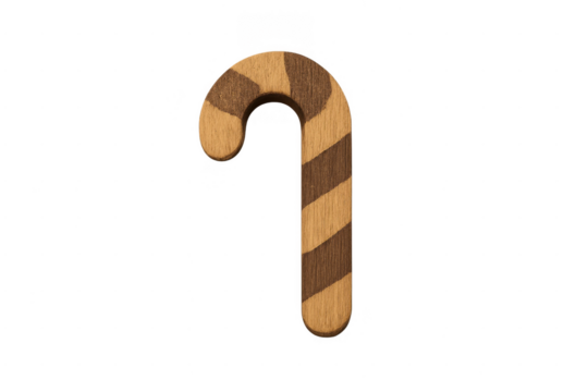 Wooden candy cane christmas decoration with stripes