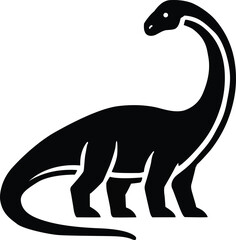 Long Neck Dinosaur Silhouette – Brachiosaurus Style Prehistoric Vector Icon