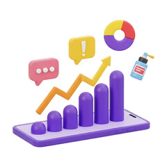 Mobile business growth analysis, marketing strategy, data insights. isolated on transparent background