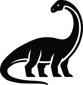 Long Neck Dinosaur Silhouette &ndash; Brachiosaurus Style Prehistoric Vector Icon