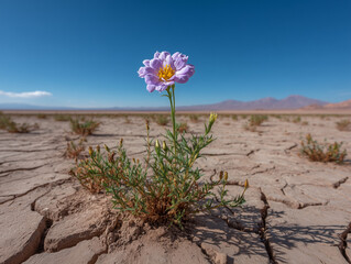 Cistanthe grandiflora blooming in atacama desert, chile