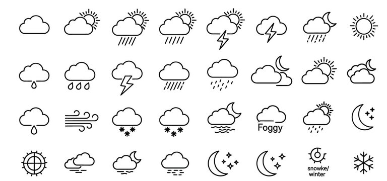 set of vector icons cloud