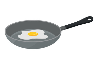 Egg Frying in a Pan - Simple Illustration of an Egg Fried in a Pan. Ideal for Breakfast, Cooking or Food-Related Themed.