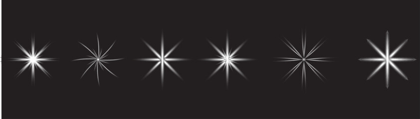 Flash light on black background. Vector glow sparkle effect. Abstract lens flare ignition. Flashing lights
