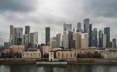 Obraz premium Moscow, Russia. View of the modern skyscrapers of Moscow City from the Moskva River embankment.