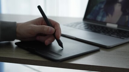 Photo retouching with a graphics tablet.
A freelancer processes digital materials on a laptop.
A graphic designer works on a project on a computer.
Laptop, work, photo, retouching, design, office