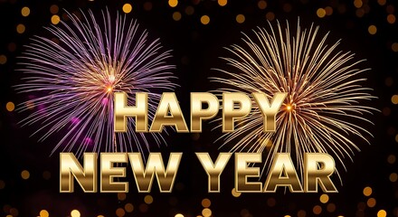 Photo of celebrate the new year with a dazzling display of fireworks and golden lettering, wishing everyone a happy and prosperous start to the year ahead