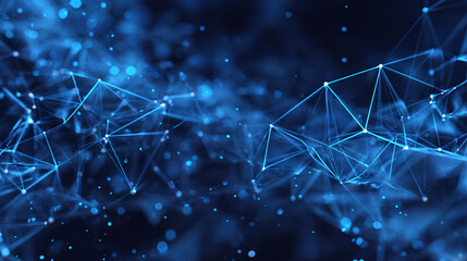 Digital network of interconnected lines and dots, creating a sense of a technological connection