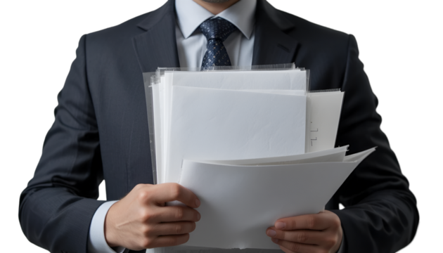 Professional man holding important business documents - Powered by Adobe