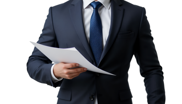 Businessman presenting official papers for corporate review