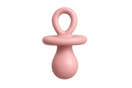 Pink baby pacifier 3d rendering with transparent background