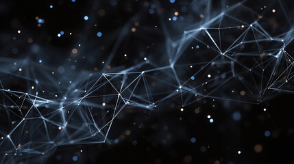 Abstract visualization of interconnected lines and dots, representing a network or data flow. It has a modern and technological feel. 
