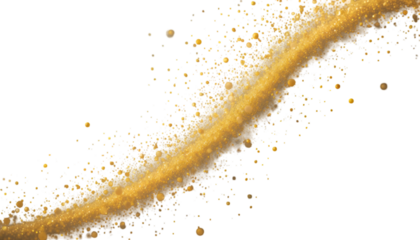 Golden shimmering dust trail across dark space