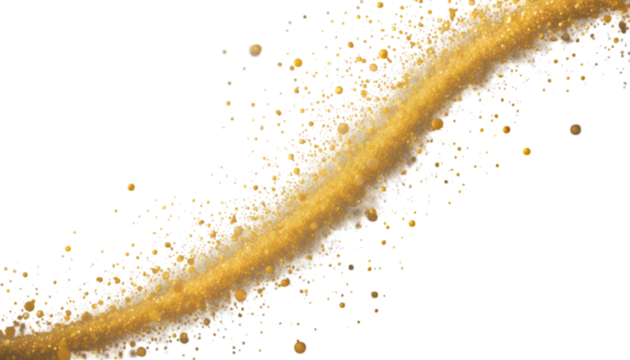 Golden shimmering dust trail across dark space