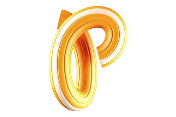 Playful intertwined 3D letter P in yellow and white. High quality 3D rendering modern font style.