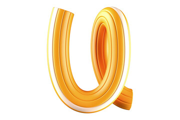 Monoline tubular alphabet letter U design. High quality 3D rendering isolated graphic resource.