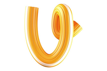 Playful intertwined 3D letter V in yellow and white. High quality 3D rendering modern font style.