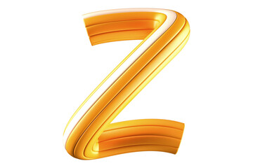 Modern tubular 3D striped script font letter Z. High quality 3D rendering playful typography element.