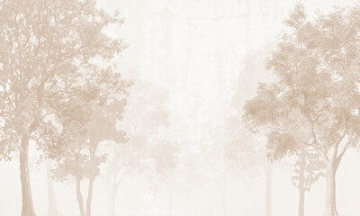 Fototapeta premium Soft Watercolor Forest Background with Mist and Neutral Tones