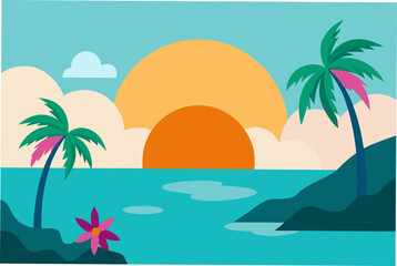 Tropical beach at sunset