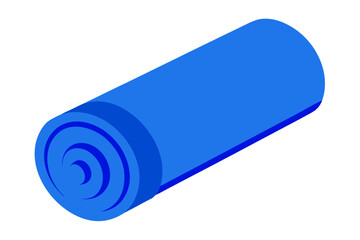 A rolled up blue yoga mat