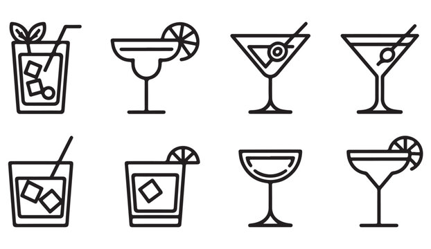 Classic and modern cocktail icon collection ideal for restaurant branding, club events and drink menus