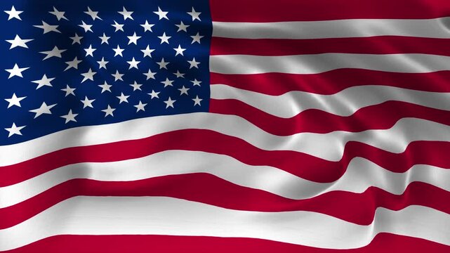 Realistic US flag waving in a seamless loop with detailed fabric texture perfect for Independence Day, Veterans Day, Fourth of July, national celebrations government events and 4K visual presentations