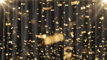 Golden Christmas lights sparkle with bright bokeh on a dark holiday night backdrop