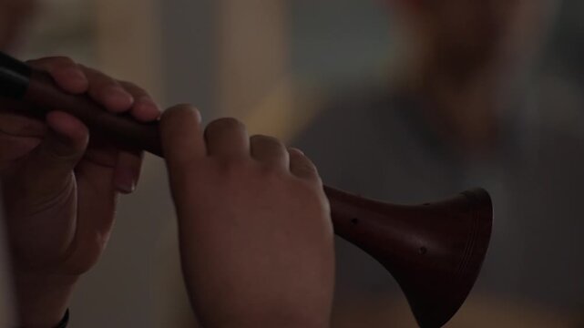 Traditional Turkish Zurna Played with Close-Up Finger Movements