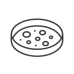 Fine line petri dish icon showing lab culture growth, ideal for biology experiments, microbial research and scientific analysis visuals