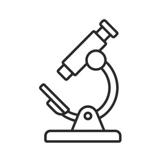 Fine line microscope icon symbolizing research and biological examination, ideal for laboratory visuals, scientific tools and academic analysis platforms