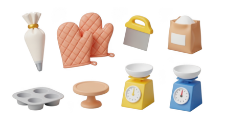 Collection of beach and summer vacation essentials isolated on transparent background