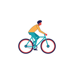 Fototapeta premium Person riding a stylized bicycle on a white background for fitness