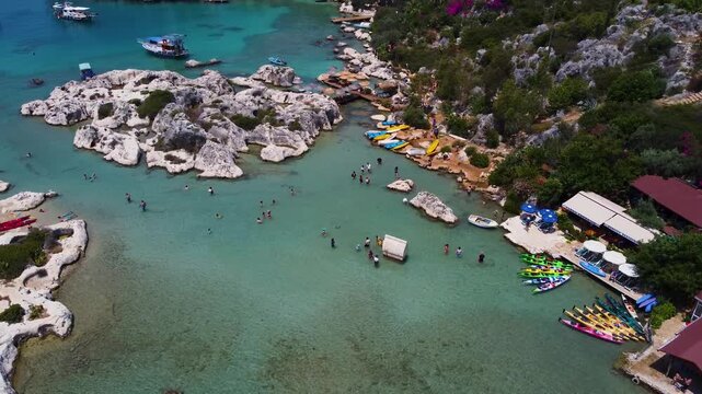 Aerial view of king tomb Sarcophagus in Simena Kalekoy