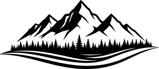 Mountain Forest Landscape Vector