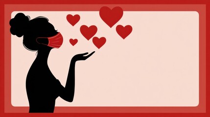 Mask Silhouette Sends Hearts Into the Air in a Clinic With a Large Blank Panel Backdrop