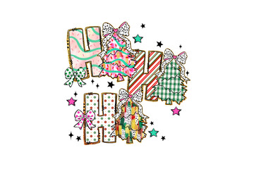 'Ho Ho Ho' Christmas Tree Collage Sublimation Design