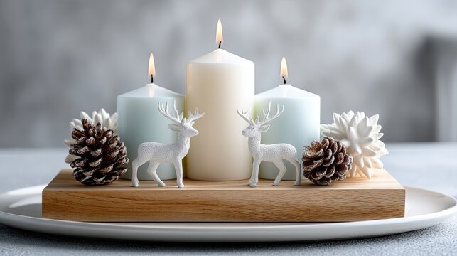 Soft blue candles with adorable animal designs glow warmly, enhancing the festive mood for a joyful occasion filled with celebration