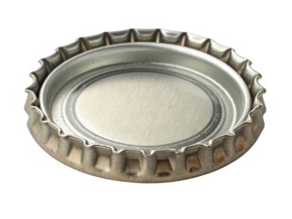 Metal Bottle Cap Upside Down Isolated on Transparent Background for Beverage and Packaging Use