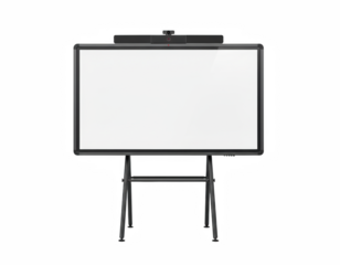 Modern Interactive Whiteboard Display on Stand with Integrated Video Conferencing Camera and Soundbar