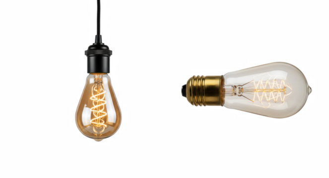 Duo of Warmly Illuminated Vintage Style Filament Light Bulbs
