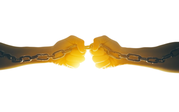Studio image of symbolic female hands breaking arranged neatly showcasing empowerment and strong visual concept isolated on transparent background PNG