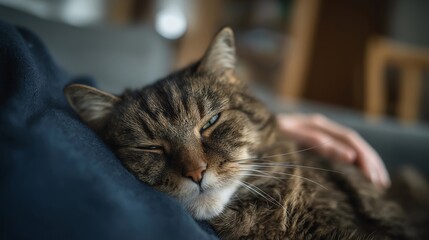 A senior cat being examined for arthritis, veterinarian gently rotating limbs while discussing pain management options &mdash; geriatric pet care, mobility assessment, and age-related health support.