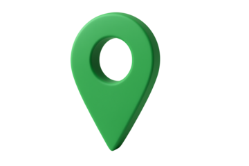 Green location pointer icon isolated on transparent background