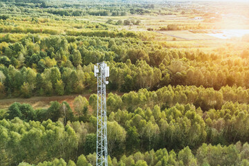 Cellular network transmitter tower in countryside