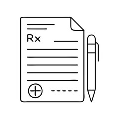 Medical prescription form with rx symbol and a pen, representing healthcare